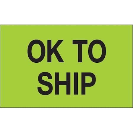Bondad 1.25 x 2 in. - OK To Ship Fluorescent Green Labels BO3356873